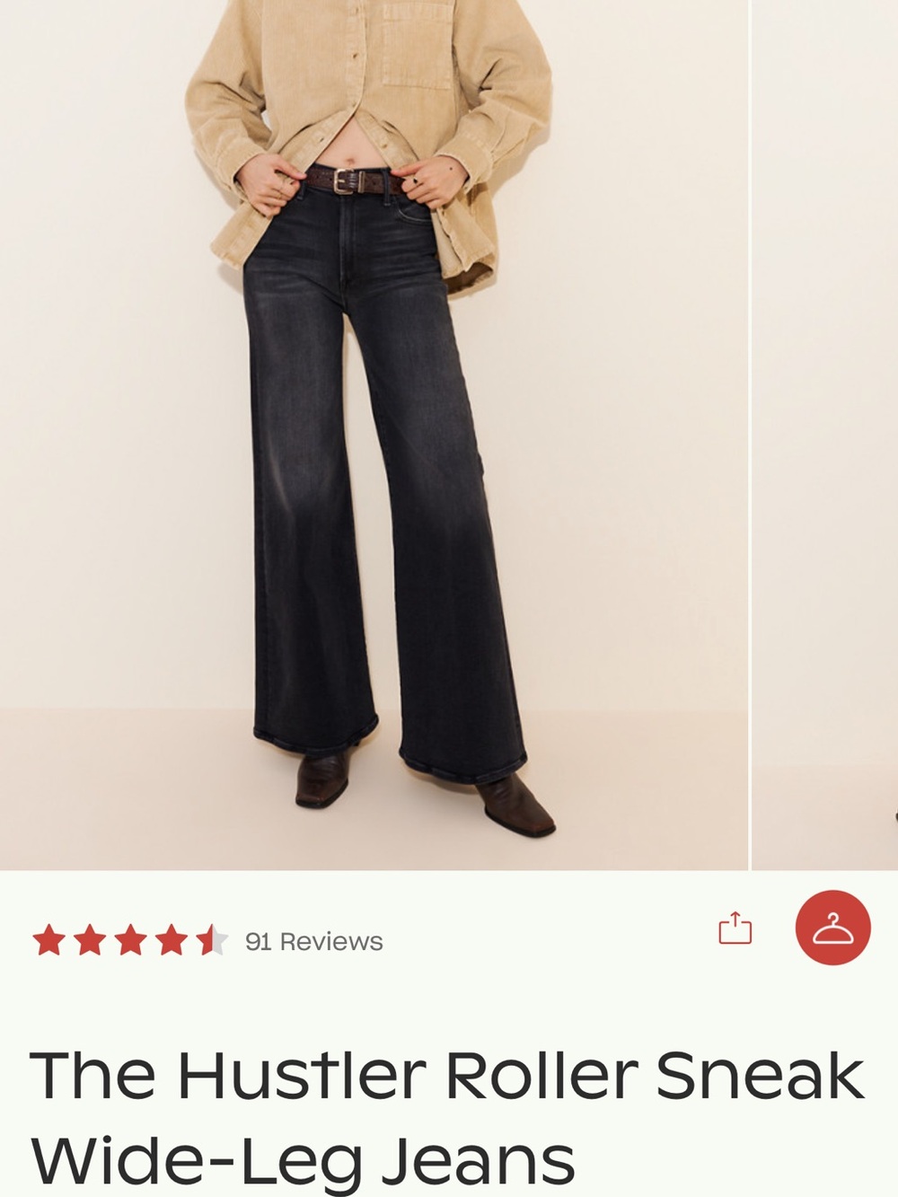 MOTHER Wide-Leg Jeans in Black Wash